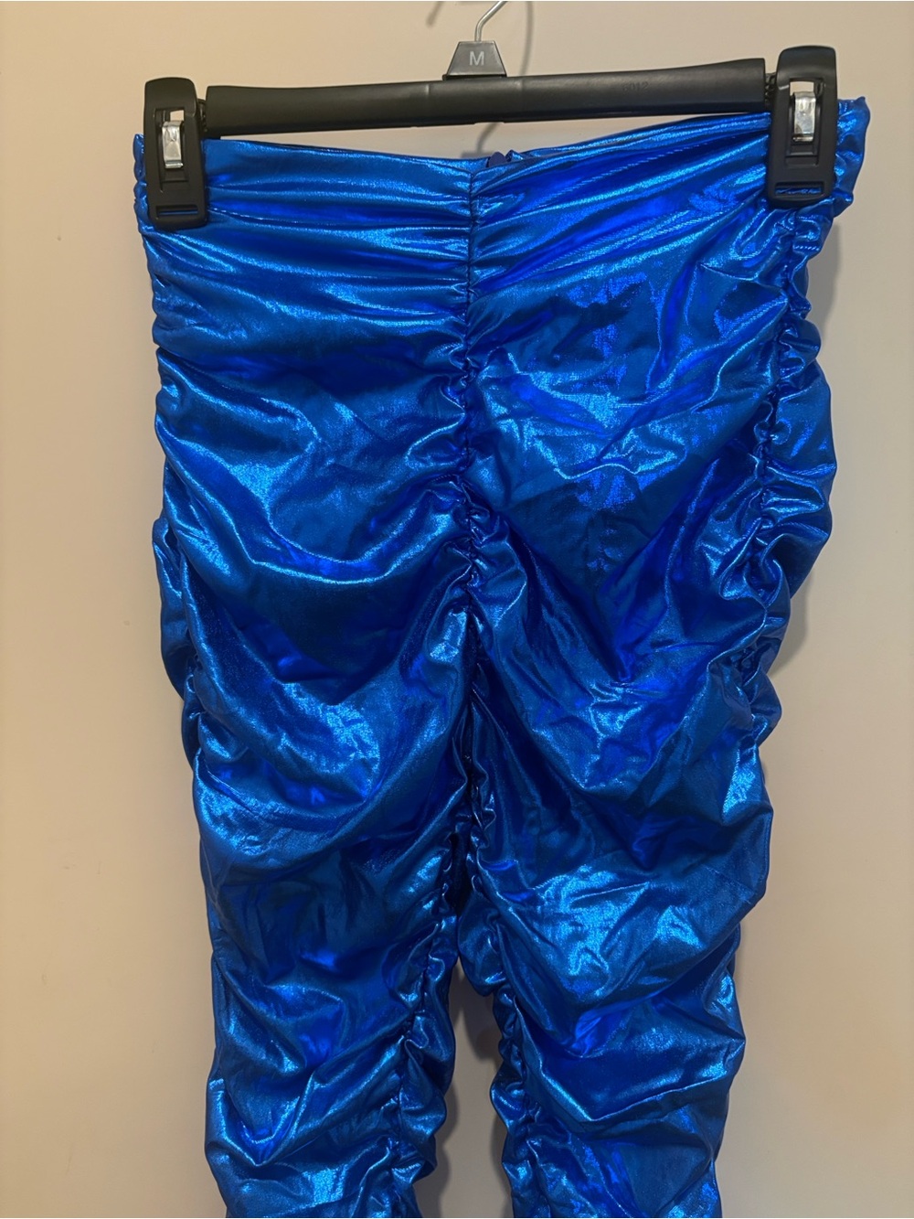 Shiny Ruched Blue Pants - Picture 6 of 6